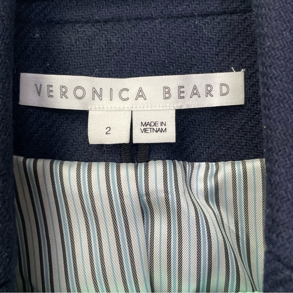 Veronica Beard Port DB Dickey Coat Jacket Navy Blue Wool Blend & Gold Button 2 - Picture 2 of 11